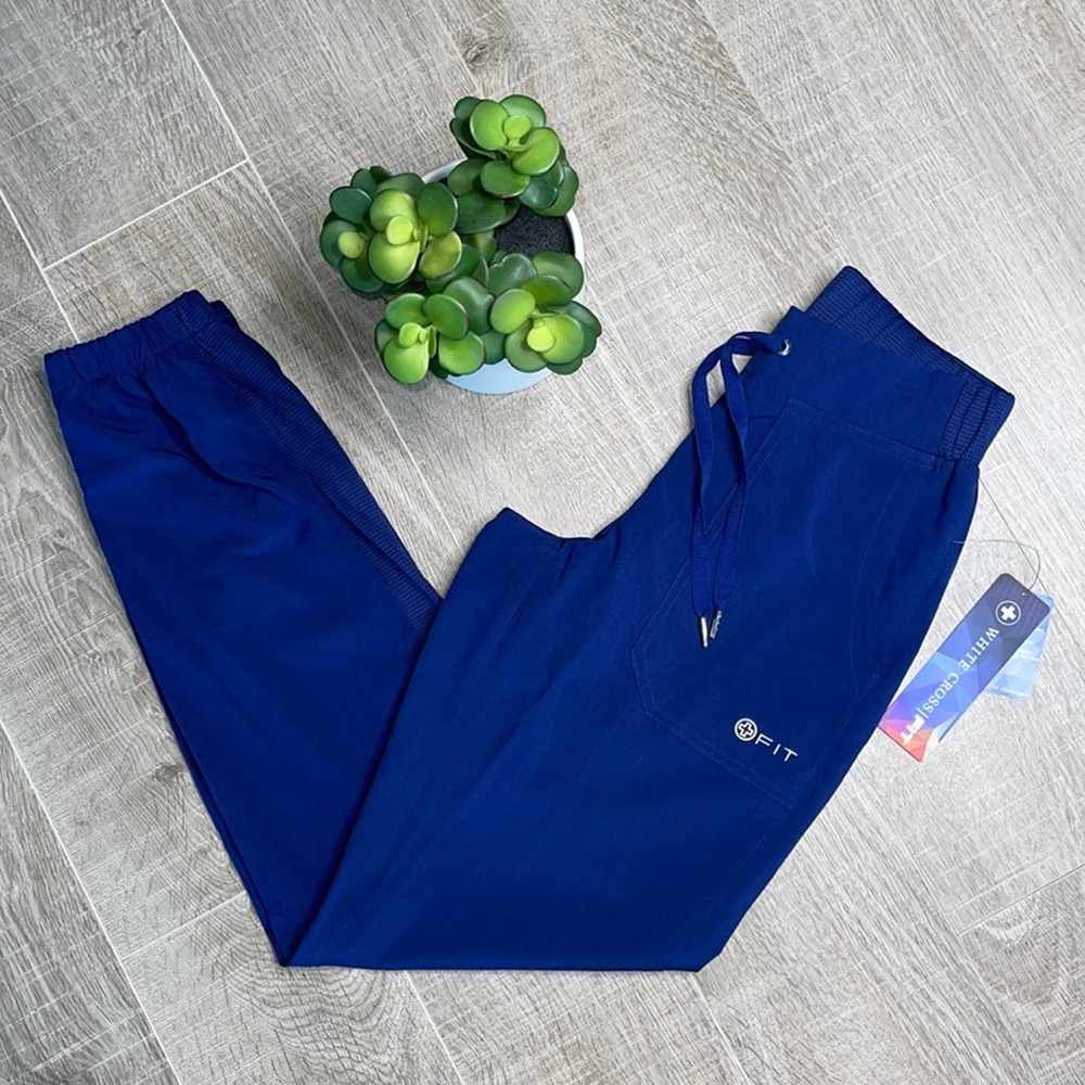 NWT WHITE CROSS FIT Blue Scrub Pants Pockets XS
